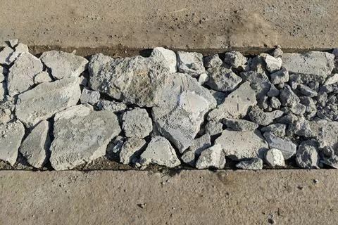 Broken Gray Concrete Rubble Background 스톡 사진