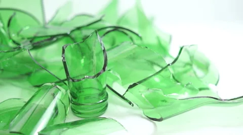 Broken Green Bottles Closeup Dolly Stock Footage 47116701