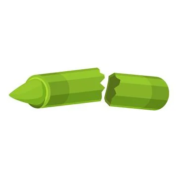 Broken green crayon split in two pieces, illustrating childhood frustration Illustrazione stock