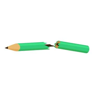 Broken green pencil symbolizing creativity block and frustration Ilustração Stock