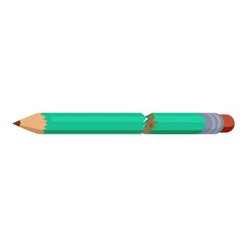 Broken green pencil symbolizing creativity block and frustration Stock Illustration