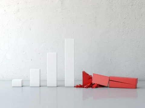 Broken growth chart in interior Stockillustratie