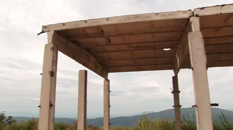 Broken gym at the former military base of the USSR Stock Footage 68943853