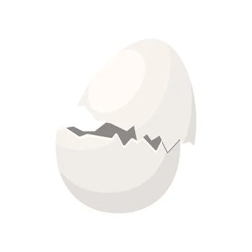 Broken half white egg without chick, empty shell after crash Illustration