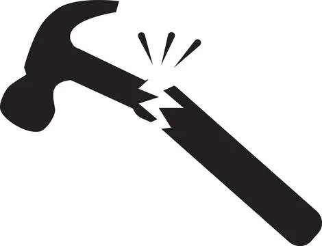Broken hammer icon on white background. broken equipment sign. flat style. 스톡 일러스트