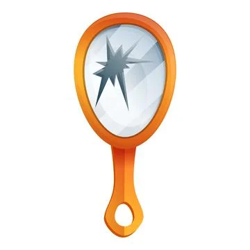 Broken hand mirror icon, cartoon style Stock Illustration