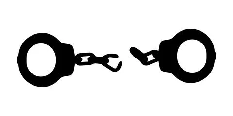 Broken handcuffs vector illustration isolated on white background. Stock Illustration