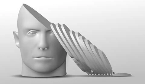 Broken head, 3d illustration. The split face of a person Stock Illustration