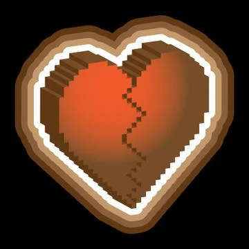 Broken heart 3d pixels on dark background - illustration Stock Illustration