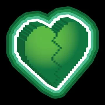 Broken heart 3d pixels on dark background - illustration Stock Illustration