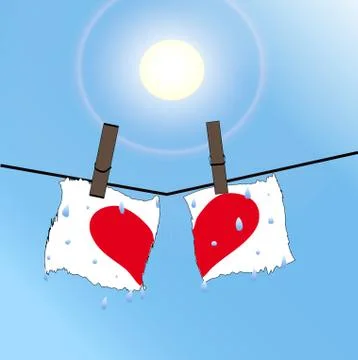 Broken heart and is drying in the sun Stock Illustration