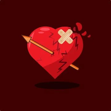 Broken Heart with Arrow and Patch Vector Illustration Cartoon Design Stock Illustration