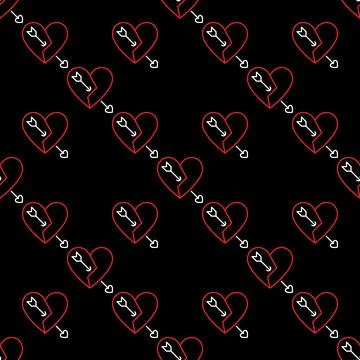 Broken Heart with Arrow vector Lost Affection seamless pattern Stock Illustration