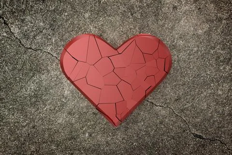Broken heart background. 3D rendering. Stock Illustration