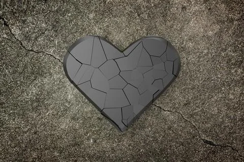 Broken heart background. 3D rendering. Stock Illustration