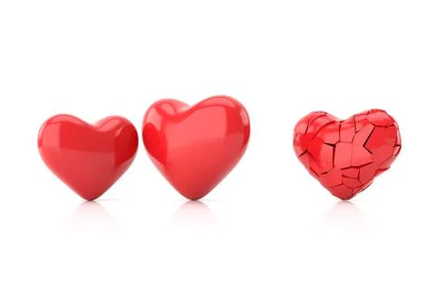 Broken heart background. 3D rendering. Stock Illustration