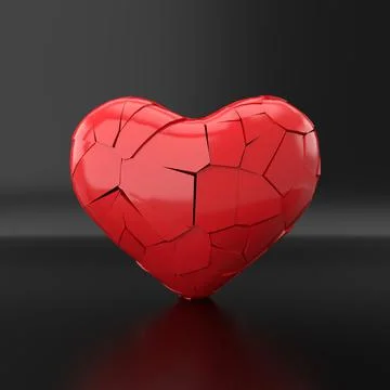 Broken heart background. 3D rendering. Stock Illustration