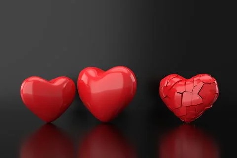 Broken heart background. 3D rendering. Stock Illustration