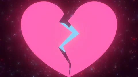 Broken Heart Breaking Split Cracked Love Symbol Sign Breakup Tunnel Stock Footage 171313100