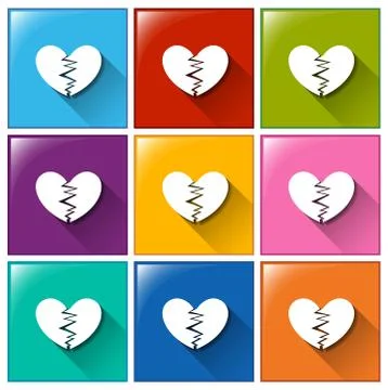 Broken heart buttons イラスト素材