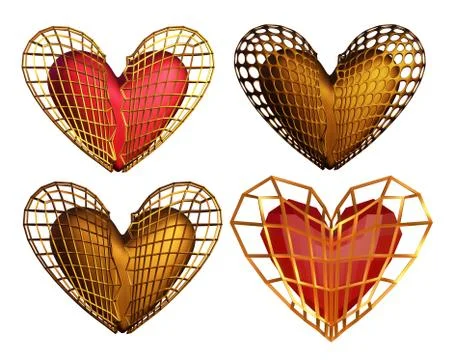 Broken heart in a cage Stock Illustration