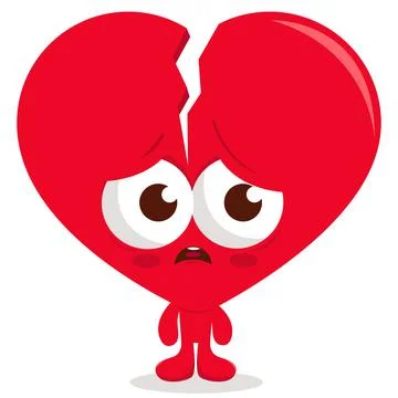 Broken heart character. Vector illustration. Stock Illustration