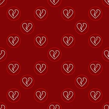 Broken Heart in Circle vector Breakup or Love Loss seamless pattern or Hear.. 스톡 일러스트