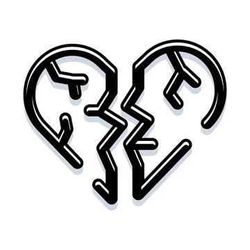 Broken heart concept art representing sorrow and emotional pain Stock Illustration