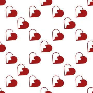 Broken heart concept vector seamless pattern, love loss background Stock Illustration