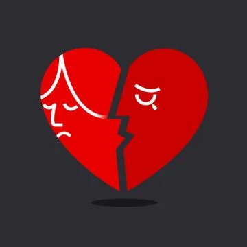 Broken heart couple Stock Illustration