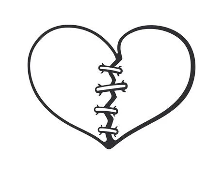 Broken heart with crack. Vector illustration. Hand drawn Doodle Stock Illustration