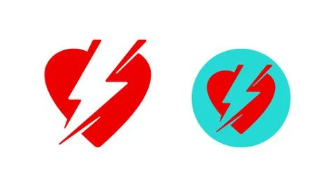Broken heart divided by half icon Stock Illustration