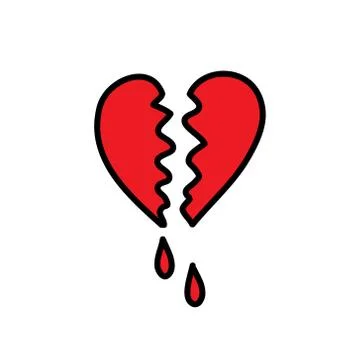 Broken heart doodle icon, vector illustration Stock Illustration