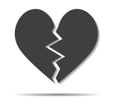Broken heart double shadow icon vector イラスト素材