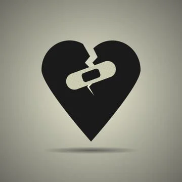 Broken heart icon with patch Stock Illustration