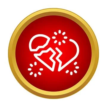 Broken heart icon representing divorce and separation Stock Illustration