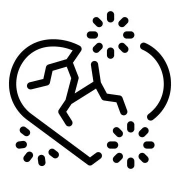 Broken heart icon representing heartbreak and sadness concept Illustrazione stock