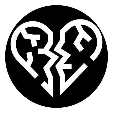 Broken heart icon representing relationship ending and sorrow Stock Illustration