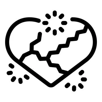 Broken heart icon showing the concept of heartbreak Stock Illustration