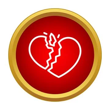 Broken heart icon symbolizing loss, pain, and separation Illustrazione stock
