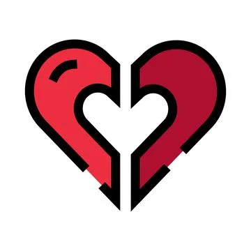 Broken heart icon symbolizing relationship breakup Illustrazione stock