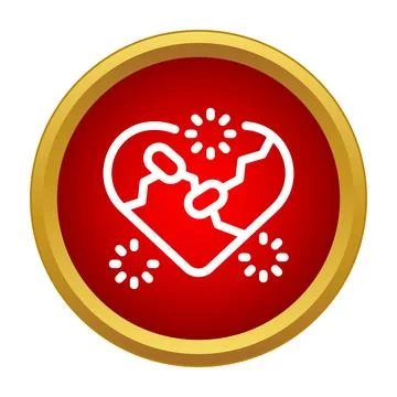 Broken heart icon symbolizing relationship breakup and separation Stock Illustration