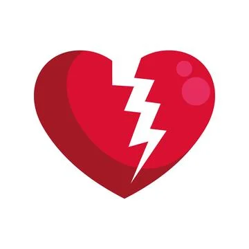 Broken heart icon symbolizing relationships ending Stock Illustration