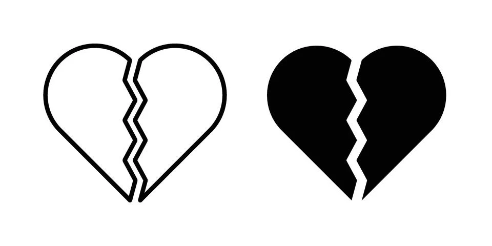 Broken heart icon vector design illustrations Stock Illustration