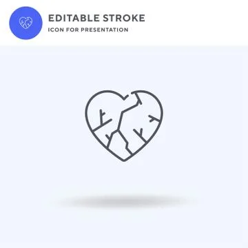 Broken Heart icon vector, filled flat sign, solid pictogram isolated on white Stock Illustration