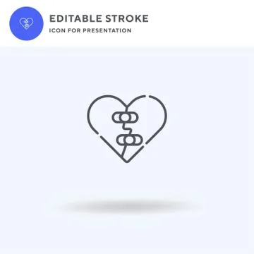 Broken Heart icon vector, filled flat sign, solid pictogram isolated on white Stock Illustration