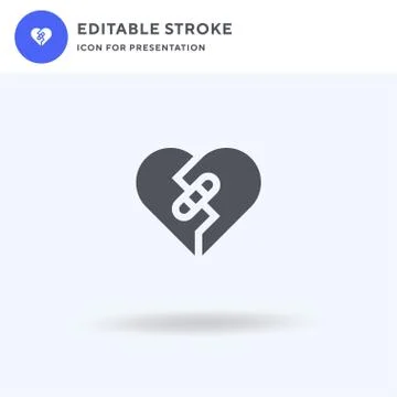 Broken Heart icon vector, filled flat sign, solid pictogram isolated on white Stock Illustration