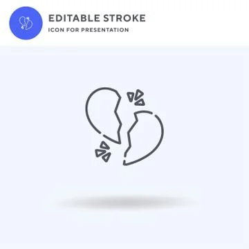 Broken Heart icon vector, filled flat sign, solid pictogram isolated on white Stock Illustration