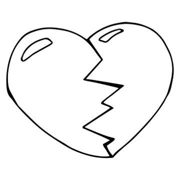 Broken heart icon. Vector illustration of a split stitched heart Stock Illustration
