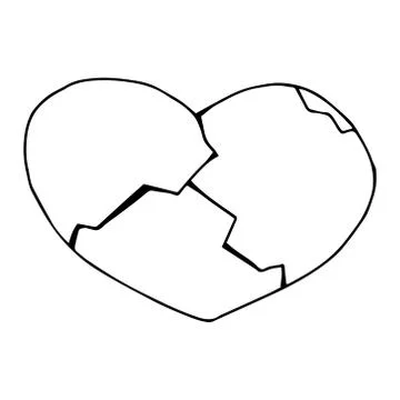 Broken heart icon. Vector illustration of a split stitched heart Stock Illustration